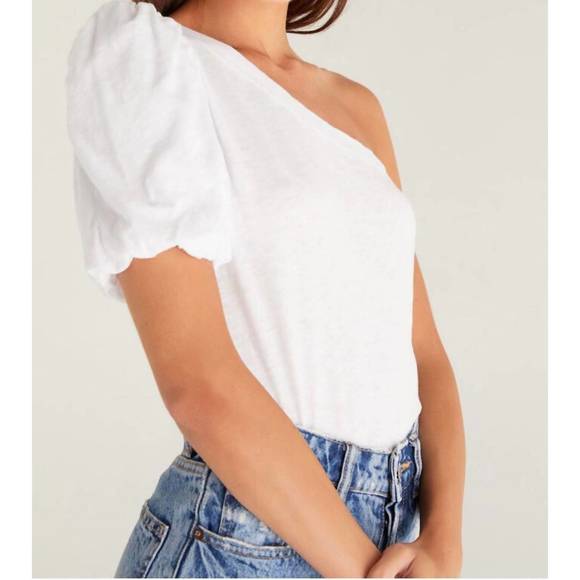 NEW Z SUPPLY penelope one shoulder top in white - Picture 2 of 3